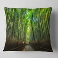 thumbnail image 1 of Designart Road through Dense Bamboo Groves - Landscape Printed Throw Pillow - 16x16, 1 of 4
