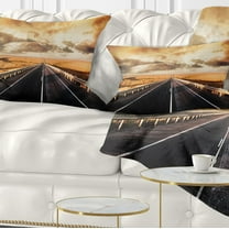 Designart Road through Desert Panorama - Landscape Printed Throw Pillow - 12x20