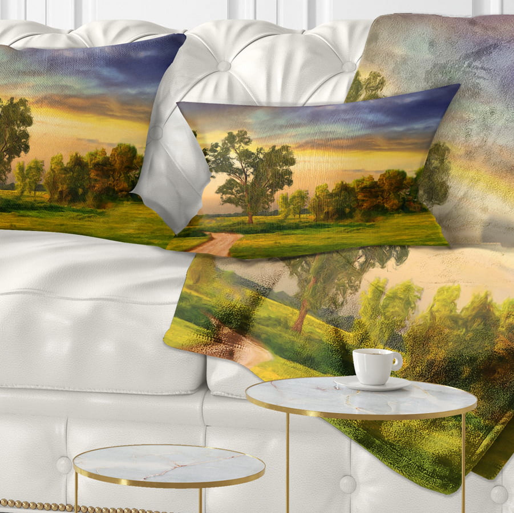 Designart Road to Bliss - Landscape Printed Throw Pillow - 12x20