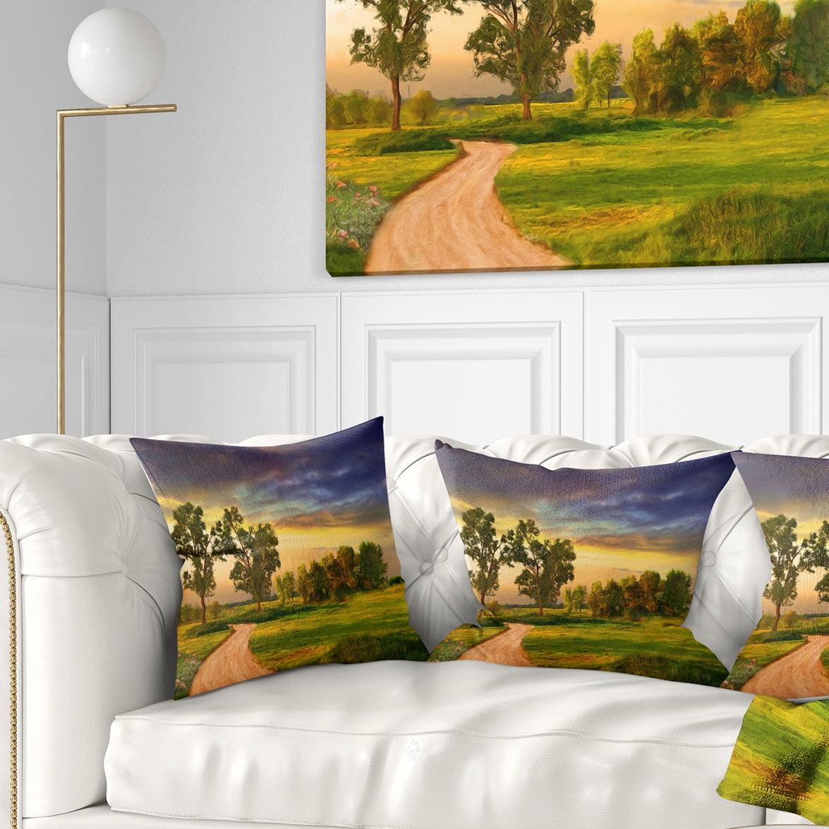 Designart Road to Bliss - Landscape Printed Throw Pillow - 16x16