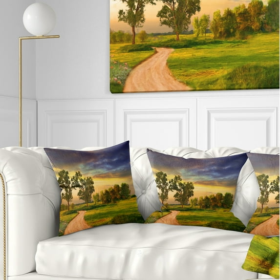 Designart Road to Bliss - Landscape Printed Throw Pillow - 16x16