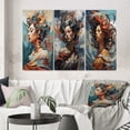 thumbnail image 1 of Designart "Roaming Free Women of Wild Spirit II" Fashion Woman Wall Art Set Of 3 - Glam Blue Gallery Set For Office Decor, 1 of 6