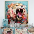 thumbnail image 1 of Designart "Roaring Brown and Pink Lion" Animals Framed Wall Art - Traditional Brown Lion Living Room Framed Canvas Art, 1 of 6