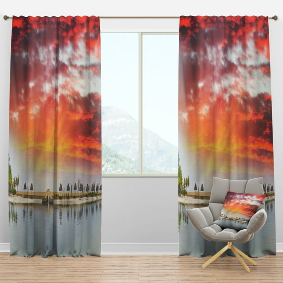 Designart 'Roatan Beach Sunset Panorama' Seashore Photo Blackout Curtain Panel