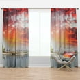 thumbnail image 1 of Designart 'Roatan Beach Sunset Panorama' Seashore Photo Curtain Panel, 1 of 4