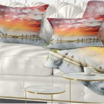 Designart Roatan Beach Sunset Panorama - Seashore Photo Throw Pillow - 12x20