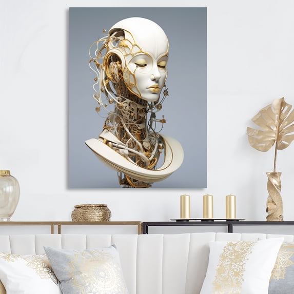 Designart "Robot with Feminine Grace I" Robot Metal Wall Art Prints