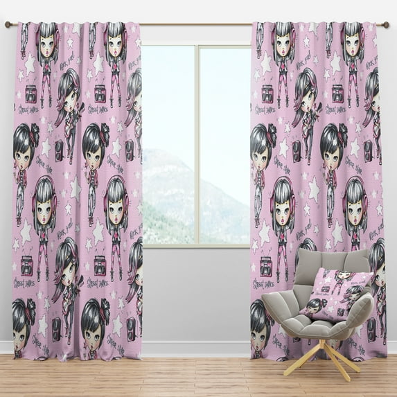 Designart 'Rock Woman Super Star Street Dance' Modern Blackout Curtain Panel