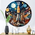 thumbnail image 1 of Designart "Rocketship Cosmic composition" Transportation Oversized Wall Clock, 1 of 5