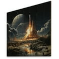 thumbnail image 1 of Designart "Rocketship Lunar Dream " Transportation Print on Natural Pine Wood, 1 of 5