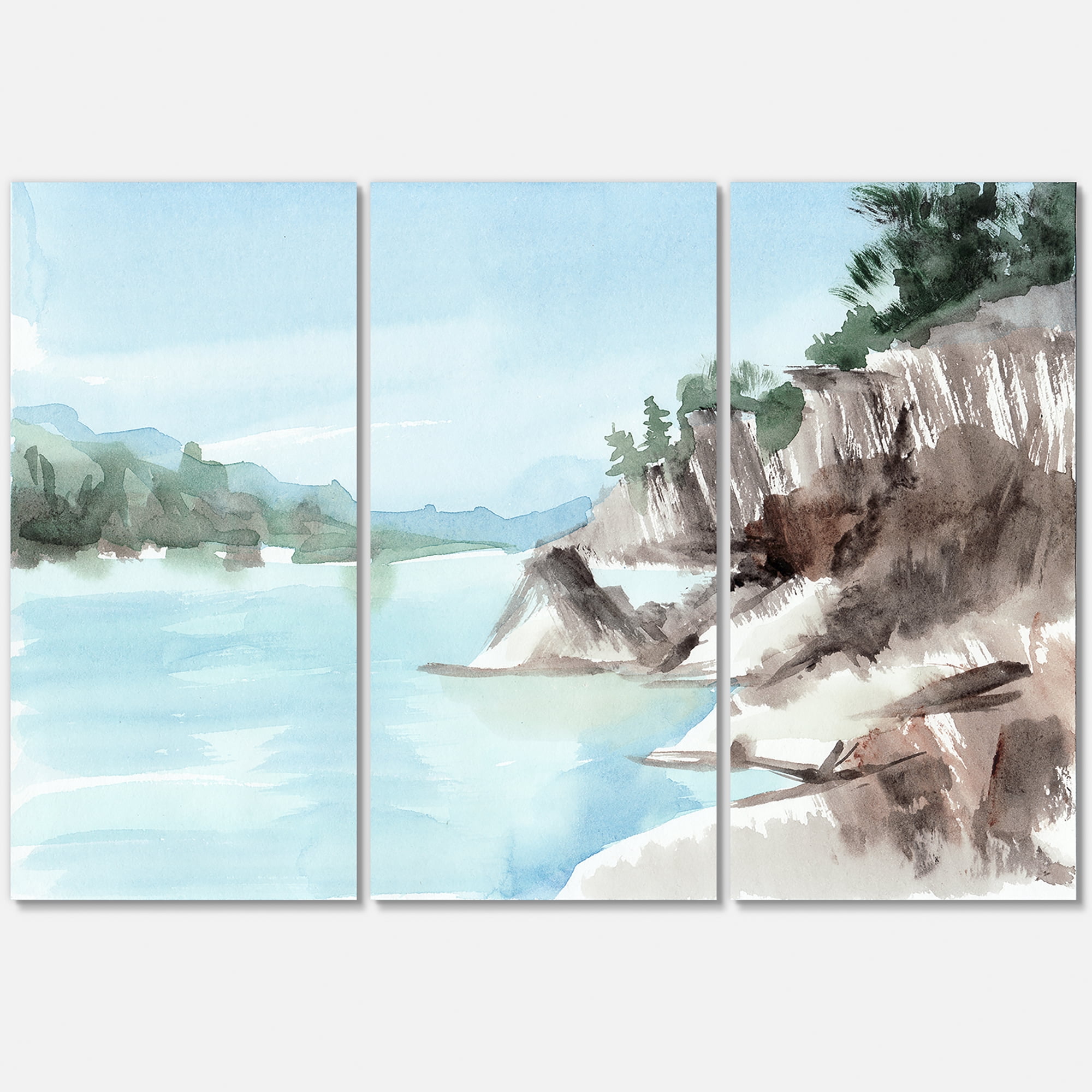 Designart ' Rocks With The Blue Lake ' Lake House Canvas Wall Art Print