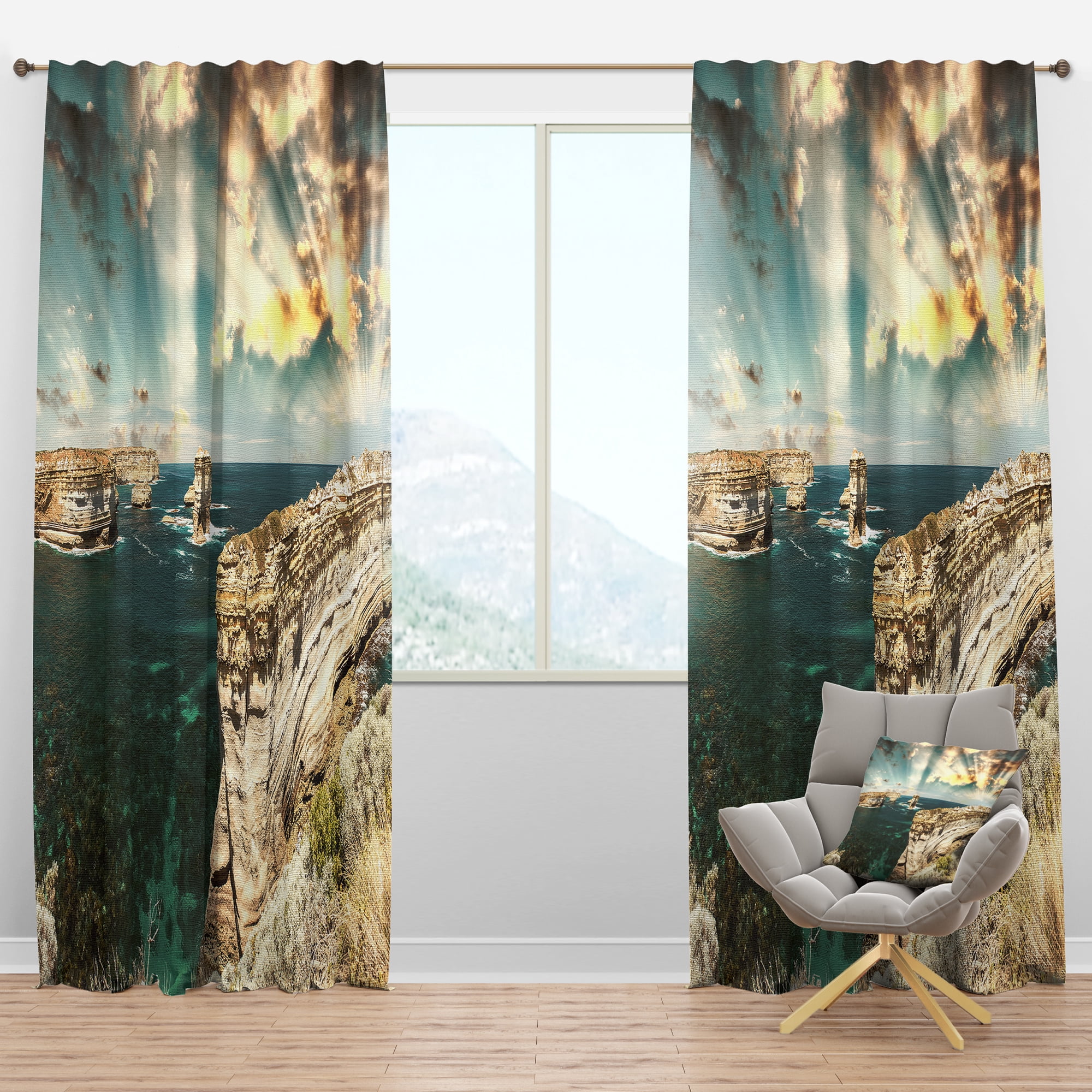 Designart 'Rocks at Great Ocean Road Victoria' Seascape Blackout Curtain Panel