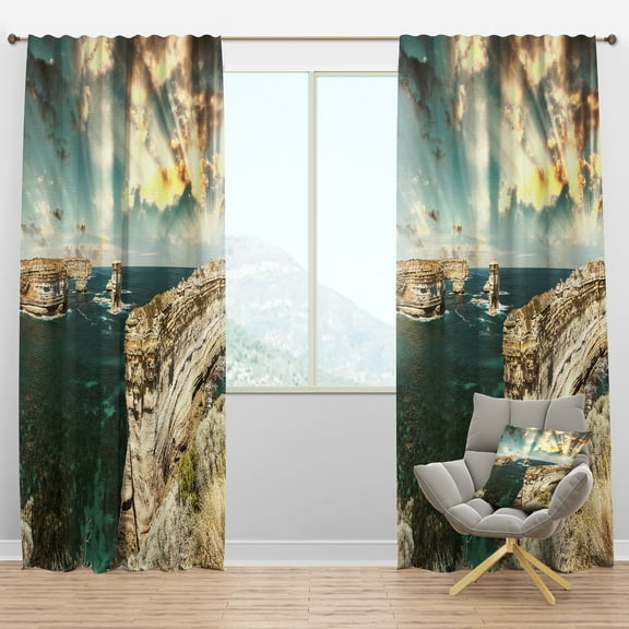Designart 'Rocks at Great Ocean Road Victoria' Seascape Blackout Curtain Panel