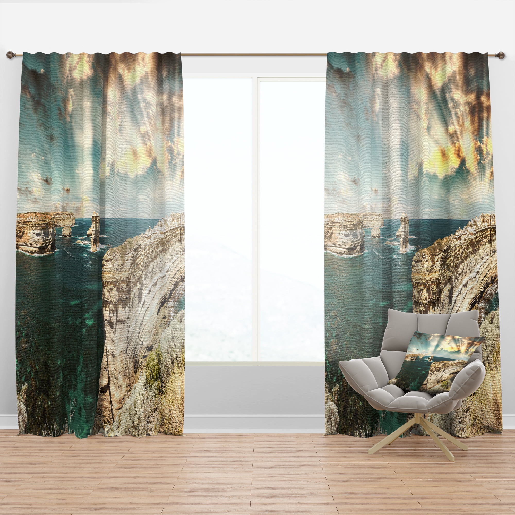 Designart 'Rocks at Great Ocean Road Victoria' Seascape Curtain Panel