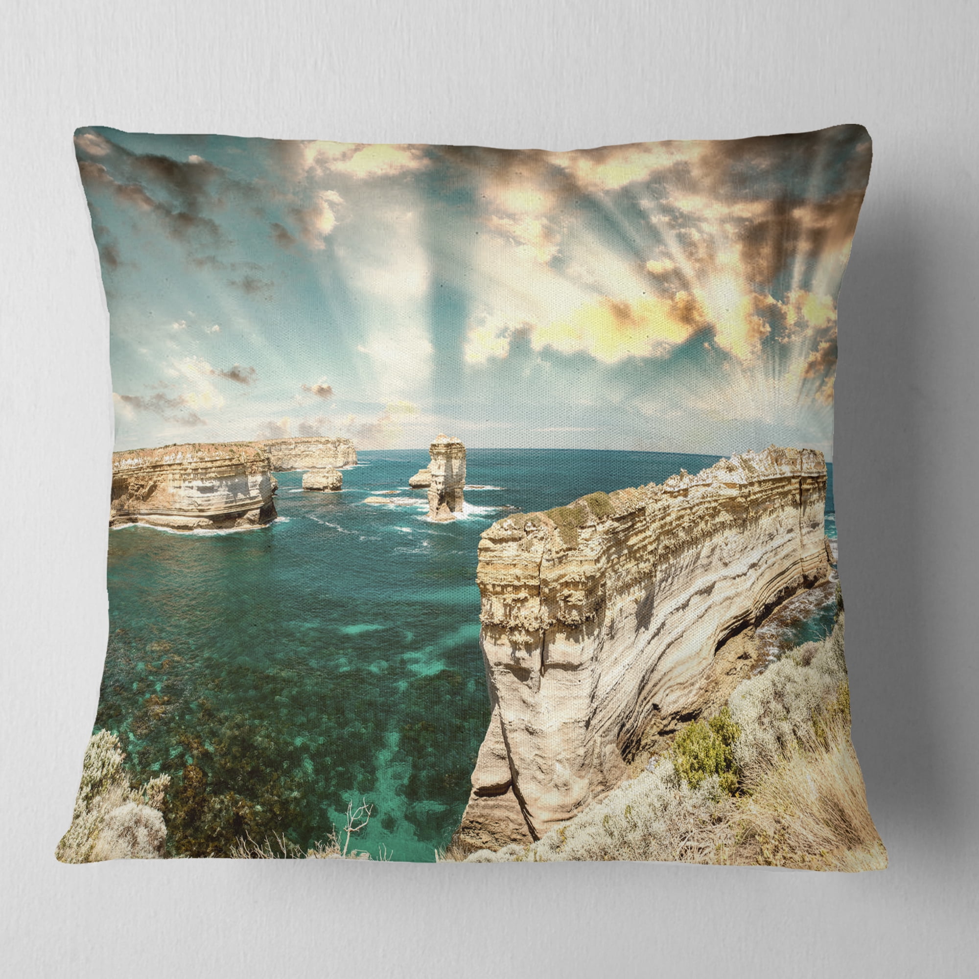 Designart Rocks at Great Ocean Road Victoria - Seascape Throw Pillow - 16x16