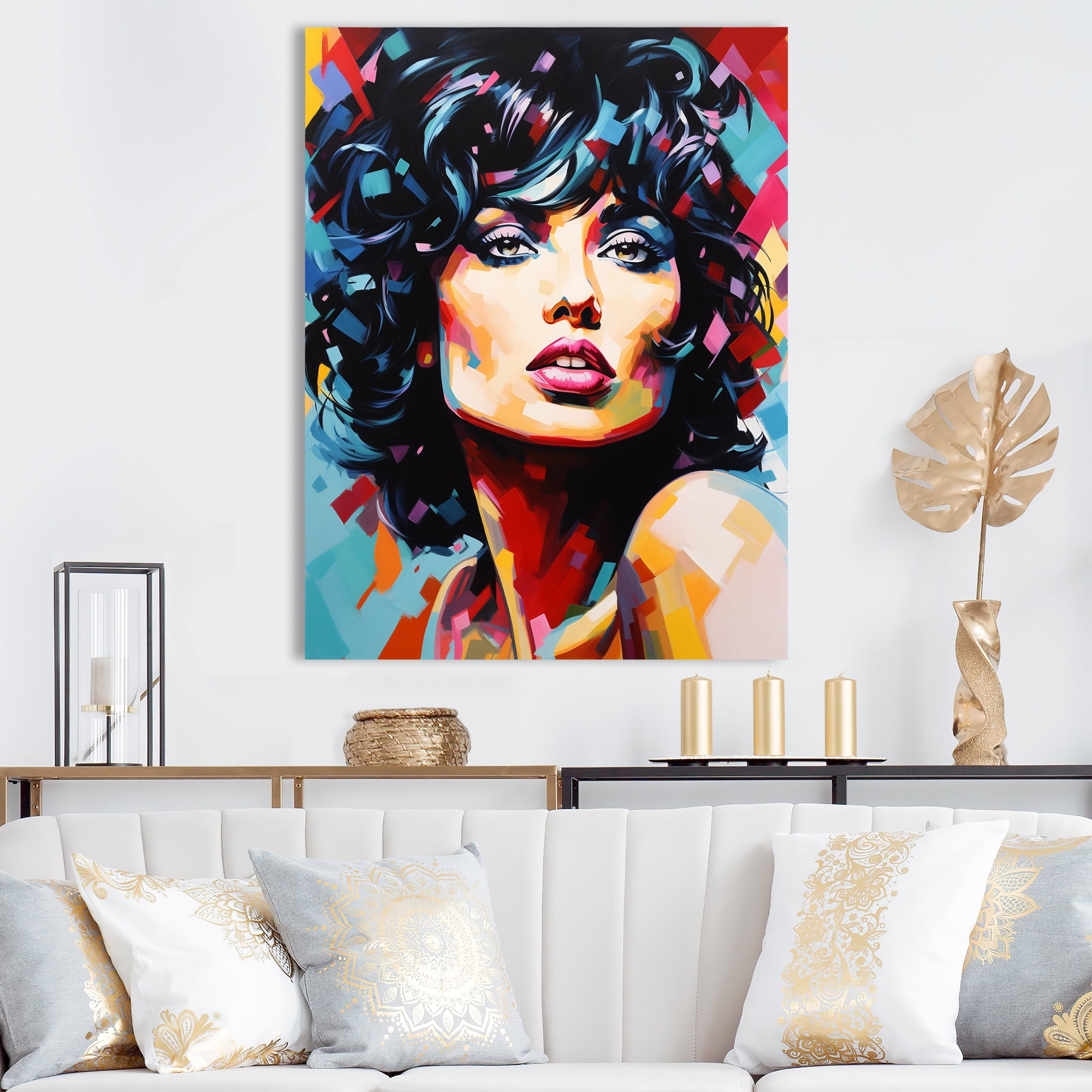 Designart "Rockstar Portrait Pop Art wall art" Modern Canvas Print