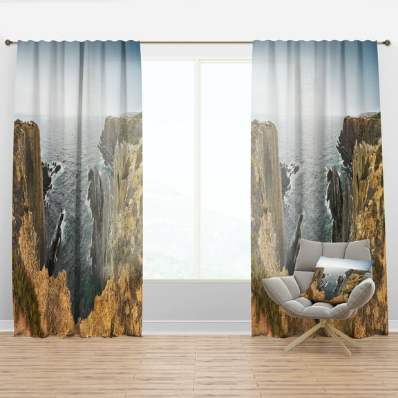 Designart 'Rocky Bay Portugal Panorama' Beach Curtain Panel