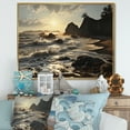 thumbnail image 1 of Designart "Rocky Beach in a Photo II" Nautical & Beach Floater Framed Wall Art Print, 1 of 7