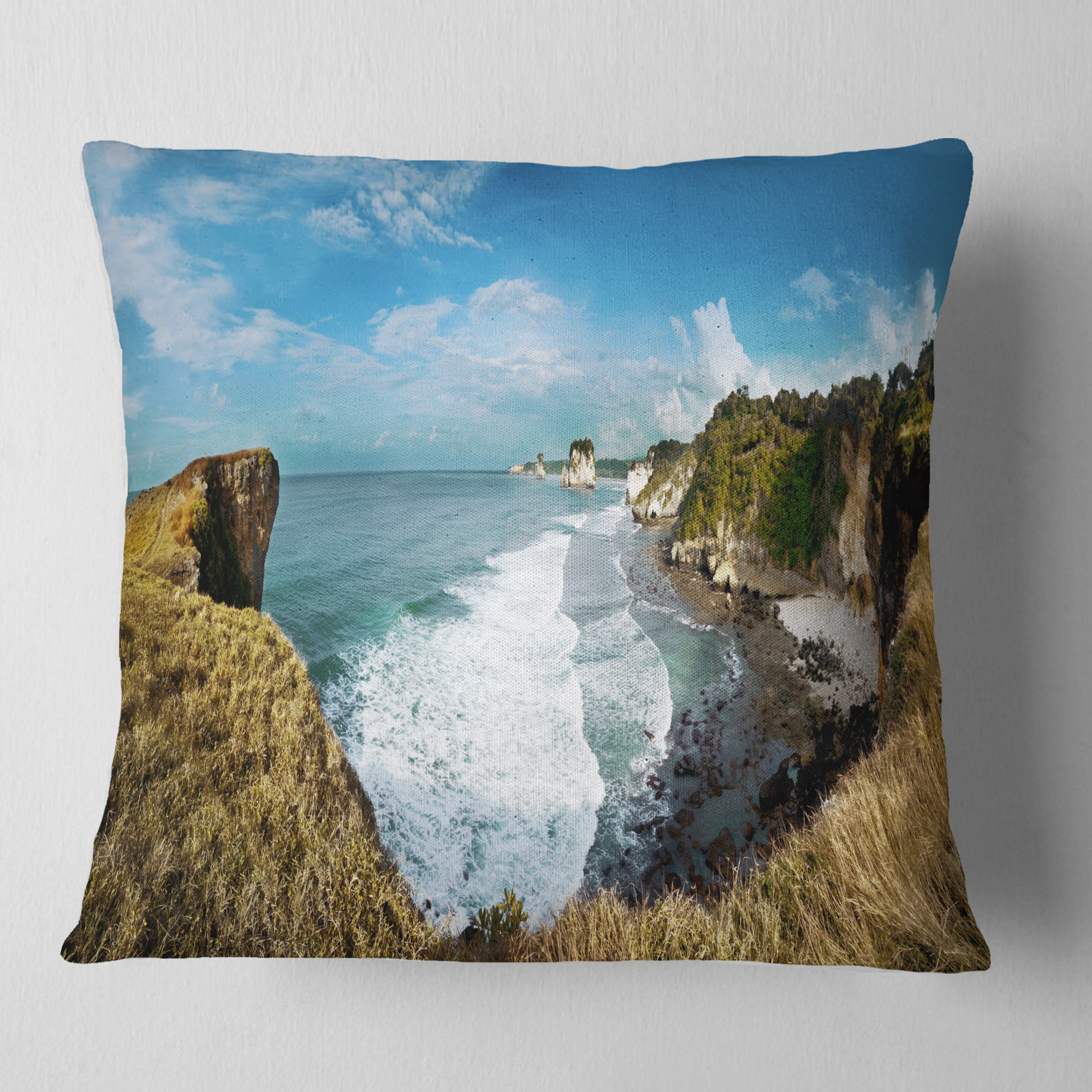 Designart Rocky Beach on the Sumba Island - Seascape Throw Pillow - 18x18