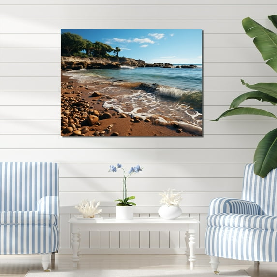 Designart "Rocky Beach peaceful Seascapes" Nautical & Beach Wall Art Print