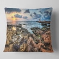 thumbnail image 1 of Designart Rocky Blue Seashore Sunset - Seashore Throw Pillow - 18x18, 1 of 4