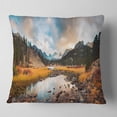 thumbnail image 1 of Designart Rocky Lake Sunset Panorama - Modern Seashore Throw Pillow - 18x18, 1 of 4
