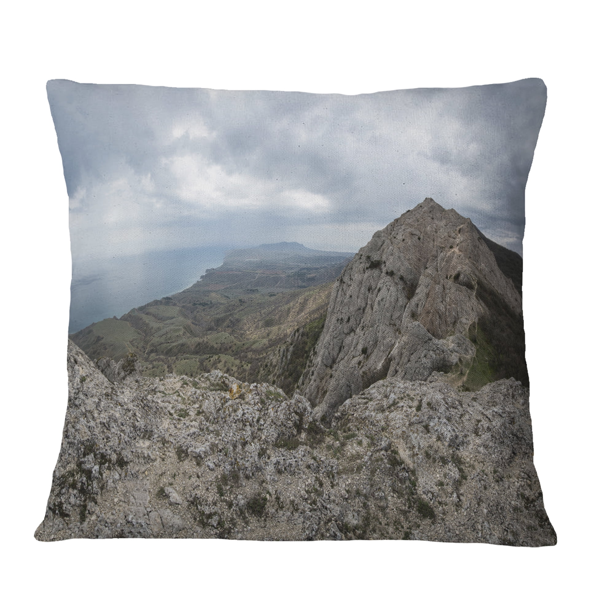 Designart Rocky Mountain Peak Panorama - Landscape Printed Throw Pillow - 18x18