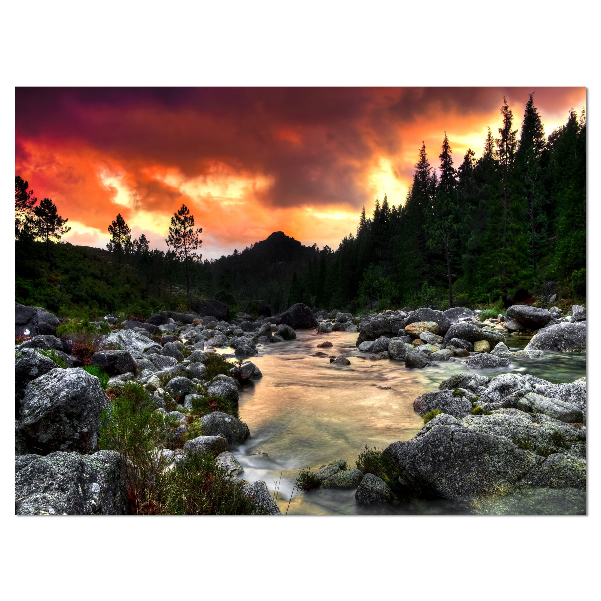Designart 'Rocky Mountain River at Sunset ' Extra Large Wall Art Landscape  - Walmart.com, image size:2000x2000
