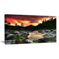 thumbnail image 1 of Designart 'Rocky Mountain River at Sunset ' Extra Large Wall Art Landscape, 1 of 3