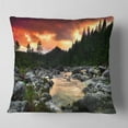 thumbnail image 1 of Designart Rocky Mountain River at Sunset - Landscape Printed Throw Pillow - 18x18, 1 of 4