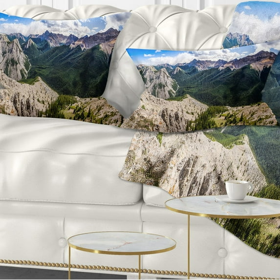 Designart Rocky Mountains Panorama - Landscape Printed Throw Pillow - 12x20