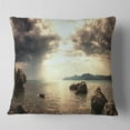 thumbnail image 1 of Designart Rocky Seashore under Clouds Panorama - Modern Beach Throw Pillow - 16x16, 1 of 4