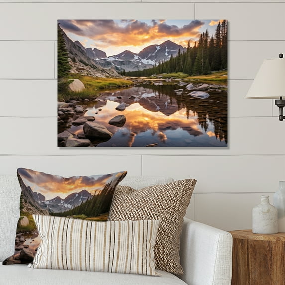 Designart "Rocky Serenity View III" Landscapes Metal Wall Art Prints