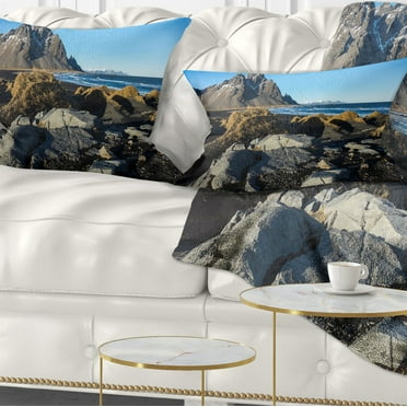 Designart Rocky Stokksness Iceland - Landscape Printed Throw Pillow - 12x20