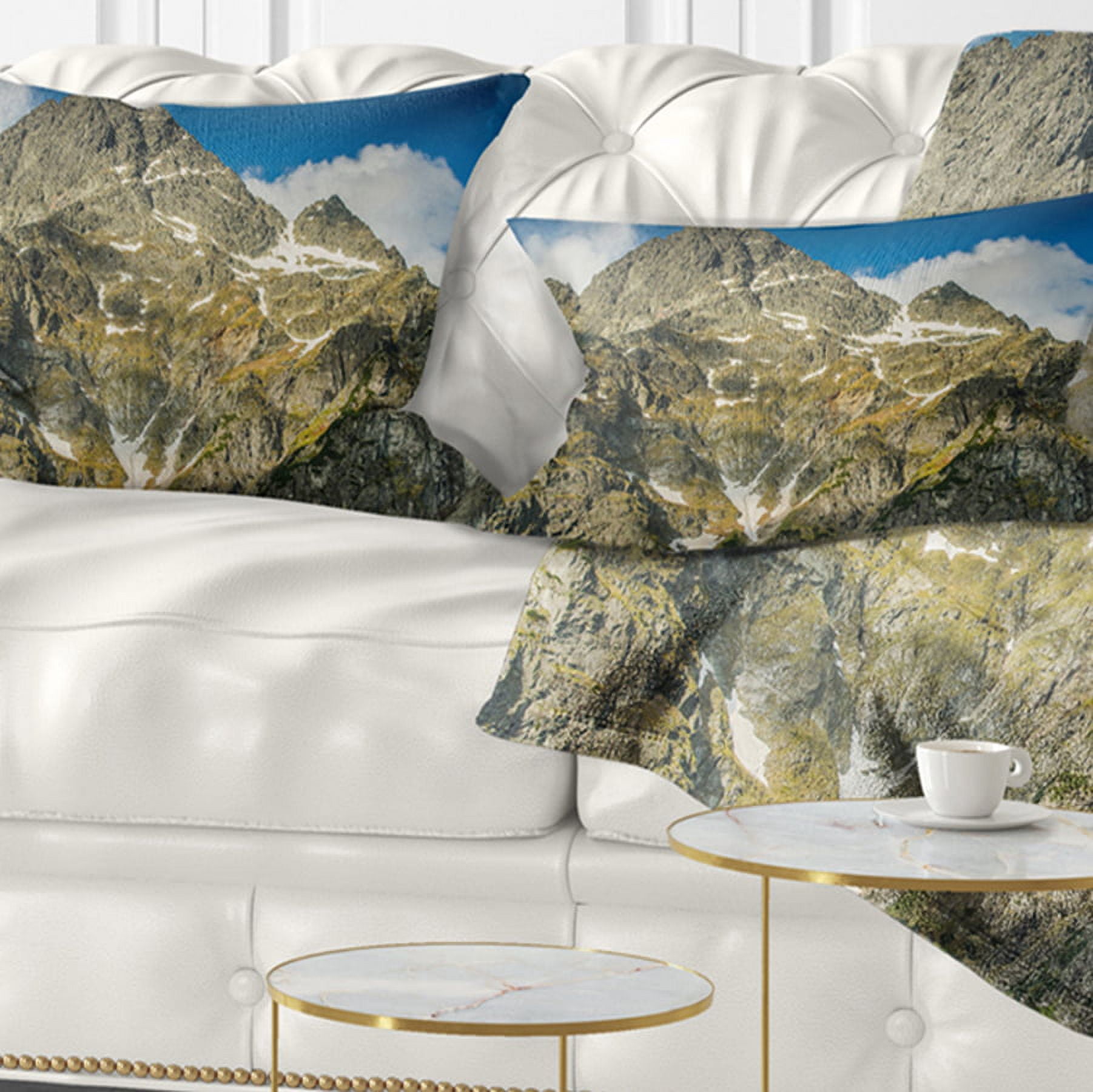 Designart Rocky Summit in Tatra Mountains - Contemporary Landscape Printed Throw Pillow - 12x20