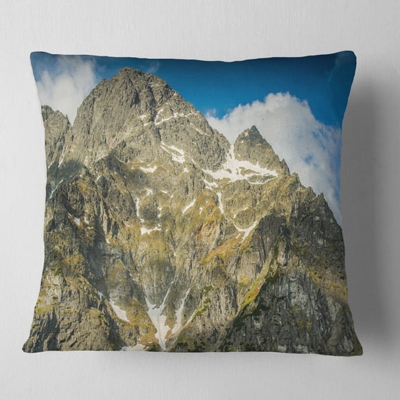 Designart Rocky Summit in Tatra Mountains - Contemporary Landscape Printed Throw Pillow - 16x16