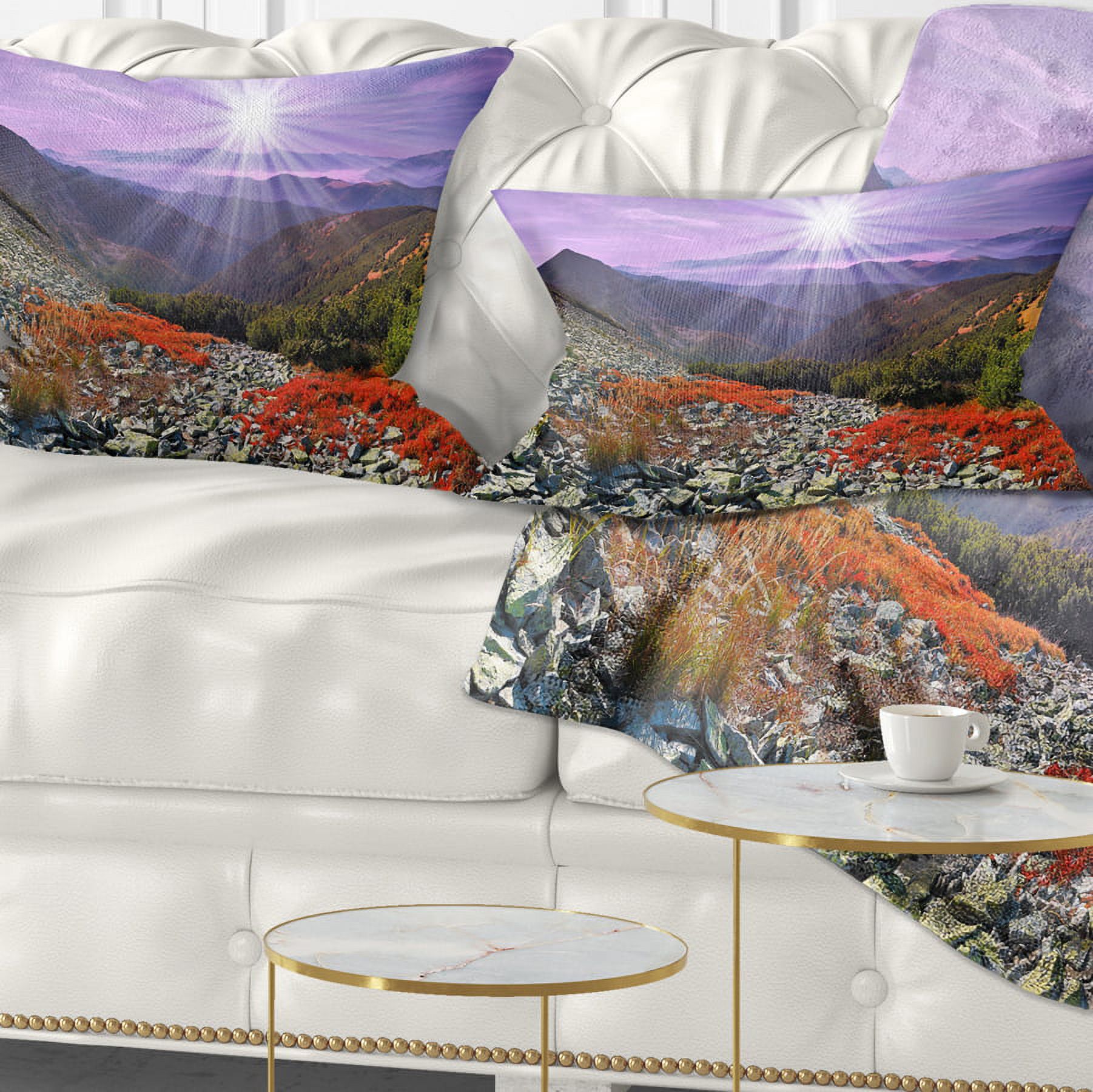 Designart Rocky and Colorful Carpathian - Landscape Photo Throw Pillow - 12x20