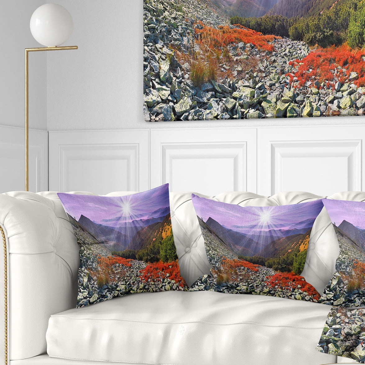 Designart Rocky and Colorful Carpathian - Landscape Photo Throw Pillow - 18x18