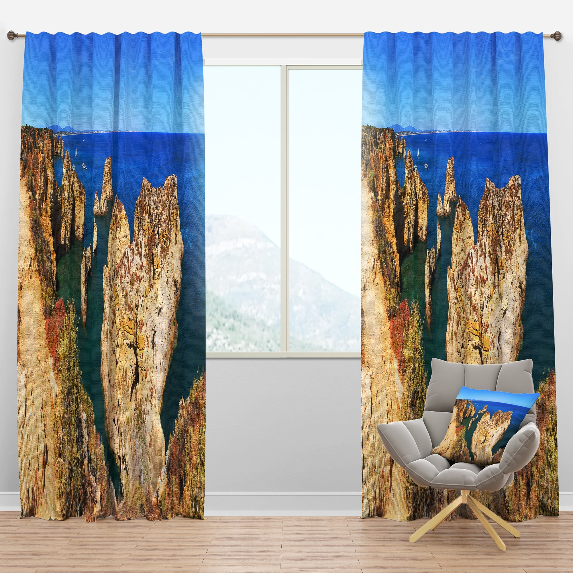 Designart 'Rocky bay in Portugal' Landscapes Blackout Curtain Panel