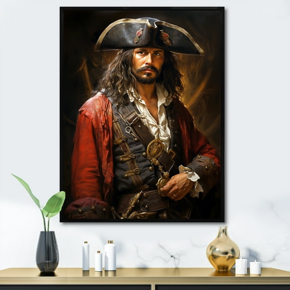 Designart "Rogues in Regalia Pirate Portraits I" Pirate Floater Framed Canvas Art Print