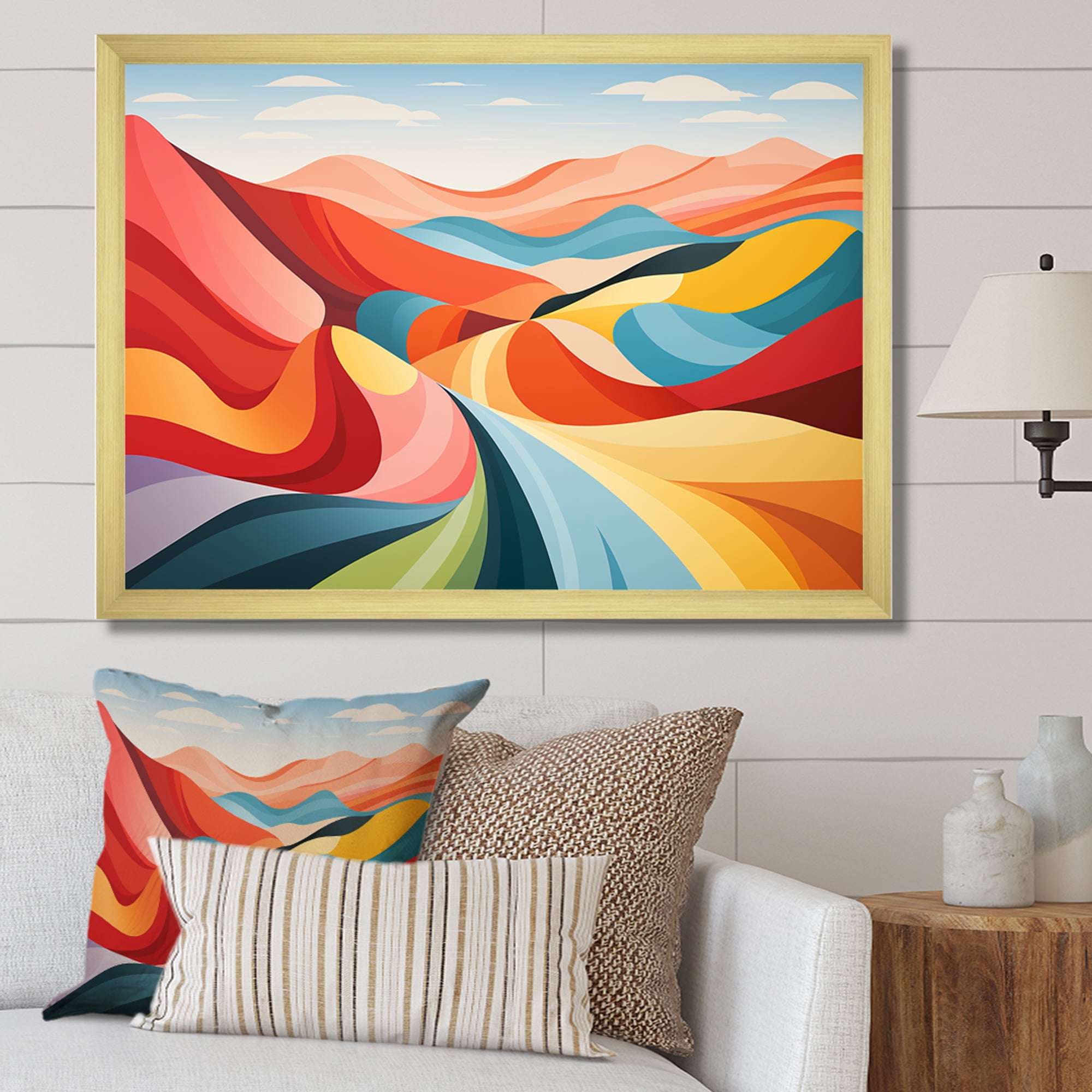 Designart "Rolling Countryside Minimalist Multicolor II" Landscapes