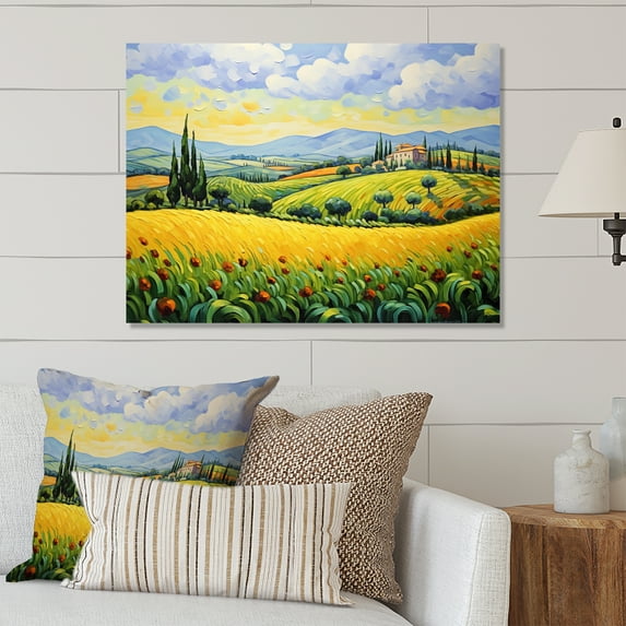 Designart "Rolling Hills A Tribute to Van Gogh II" Vangogh Metal Art Living Room