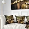 thumbnail image 1 of Designart Romantic Bridge Over Canal - Landscape Photography Throw Pillow - 18x18, 1 of 5