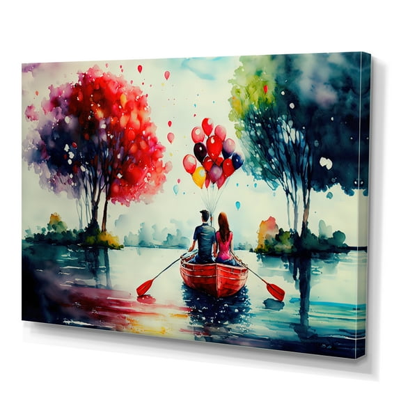 Designart Romantic Couple On The Water I Canvas Wall Art