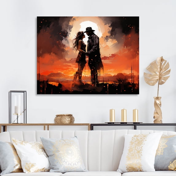 Designart "Romantic Cowboy in the West" Cowboys Canvas Print