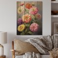 thumbnail image 1 of Designart "Romantic Impression of Colorful Zinnias III" Floral Print on Natural Pine Wood, 1 of 5