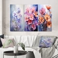 thumbnail image 1 of Designart "Romantic Impression with Violets" Floral Wall Art Set Of 3 - Purple Violets Canvas Set For Living Room Decor, 1 of 7