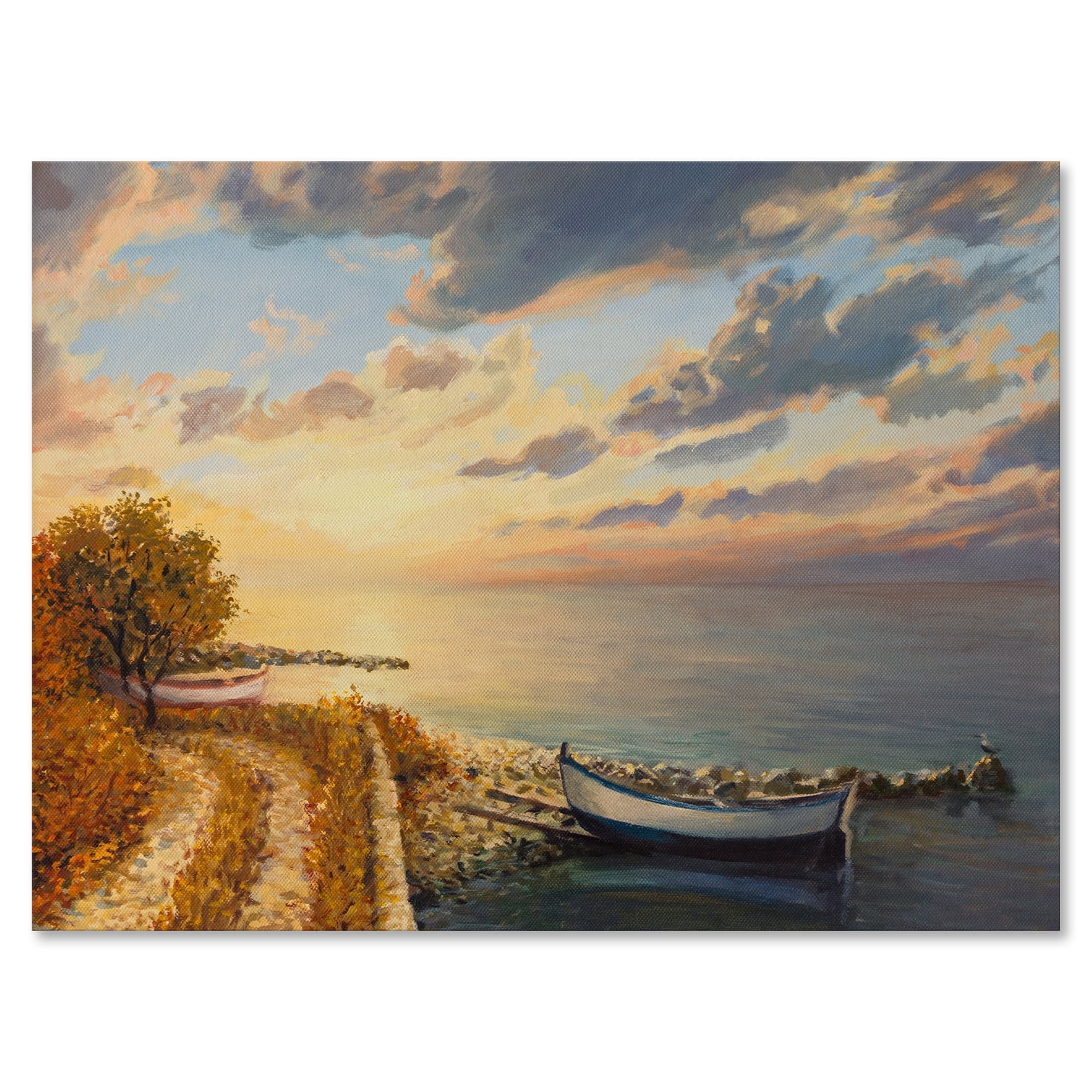 Designart ' Romantic Morning By The Sea ' Nautical & Coastal Canvas Wall Art Print