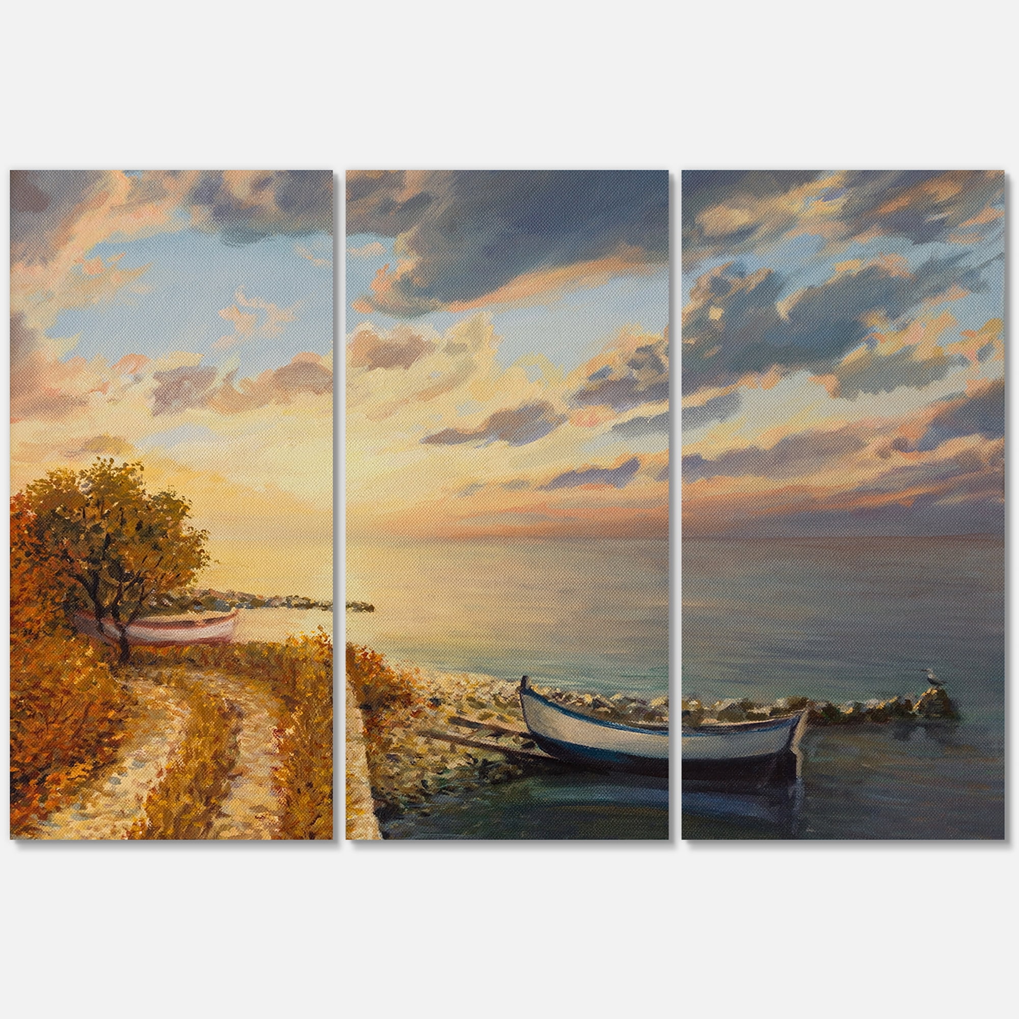 Designart ' Romantic Morning By The Sea ' Nautical & Coastal Canvas Wall Art Print