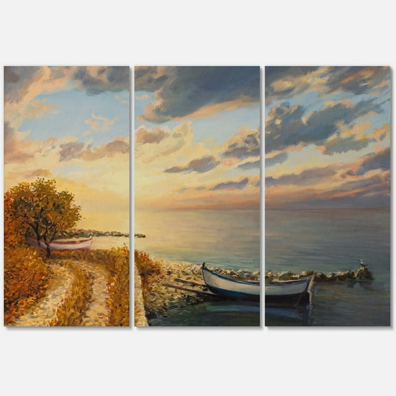 Designart ' Romantic Morning By The Sea ' Nautical & Coastal Canvas Wall Art Print